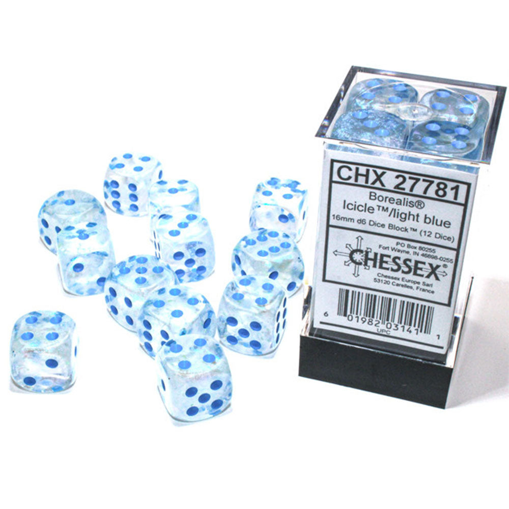 Borealis Chessex 16mm D6 blocco di dadi luminari