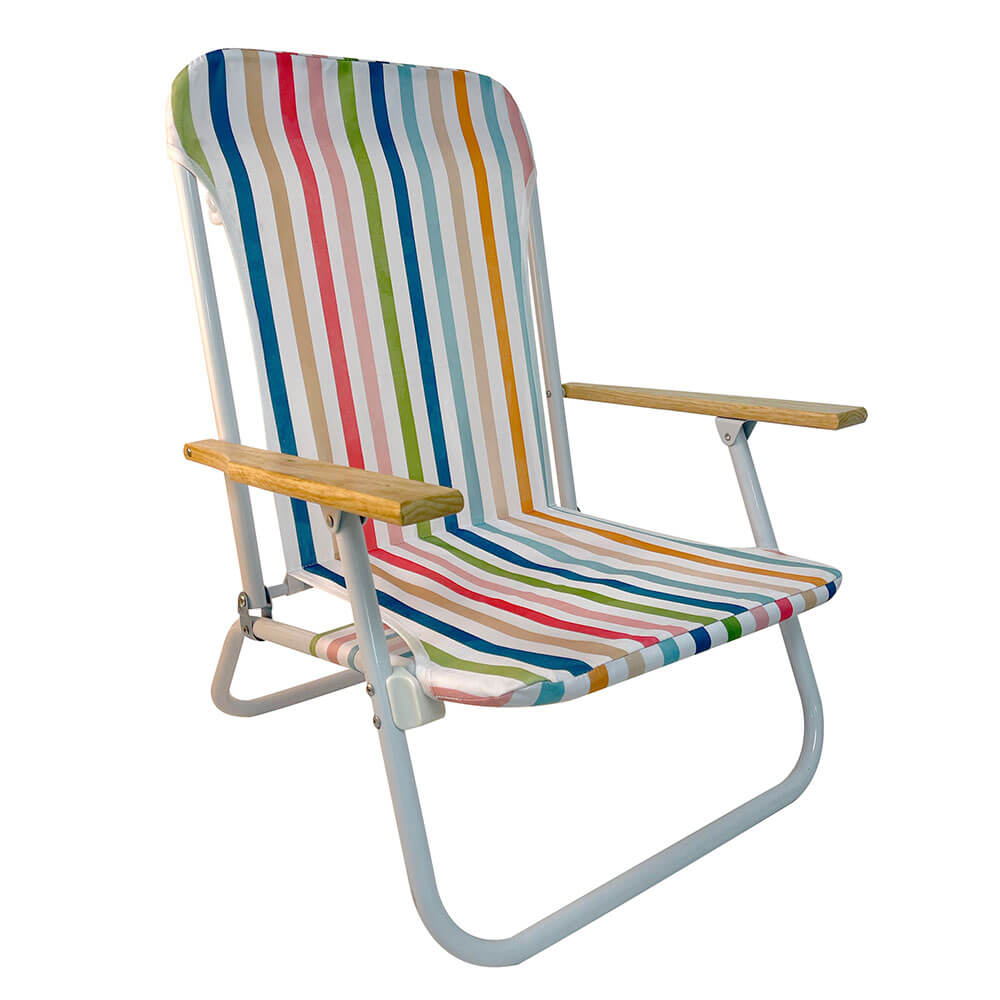 Chaise de plage avec bras en bois (74x68x60cm)