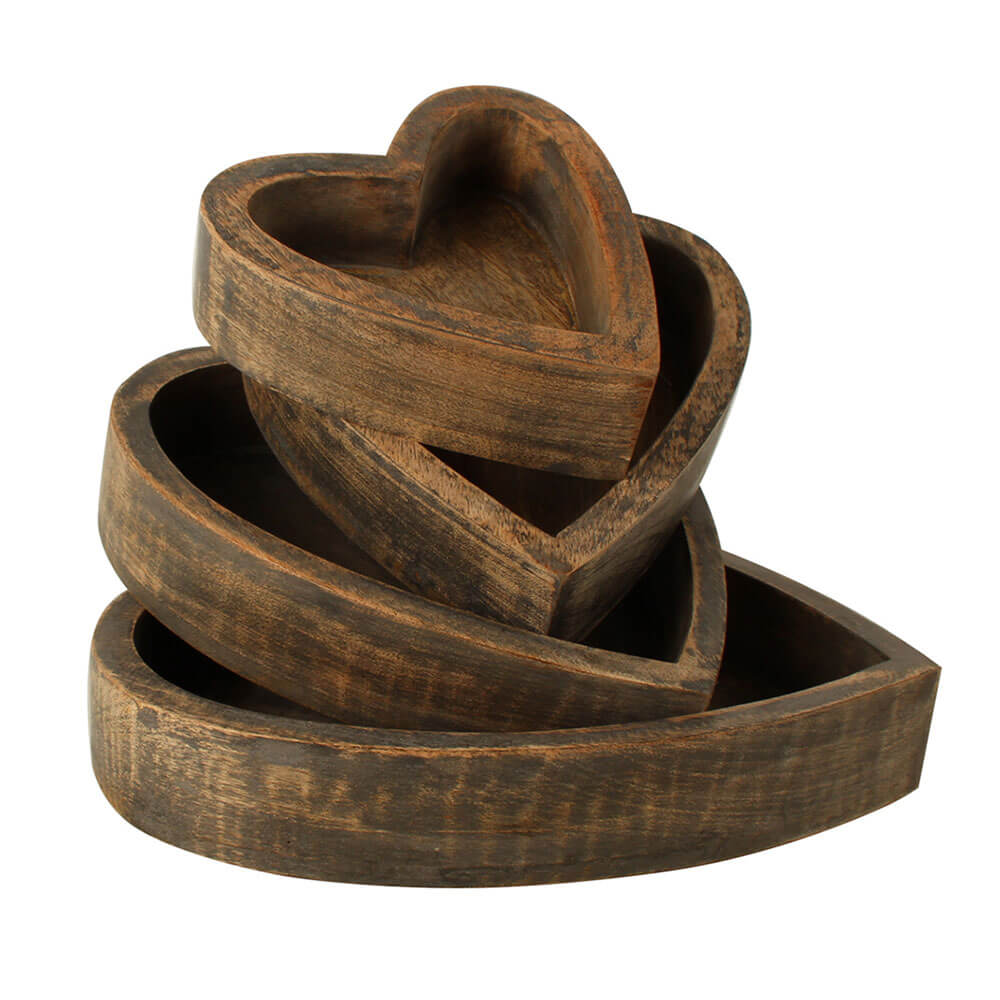 Armony Mango Wood Heart Box (set di 4)