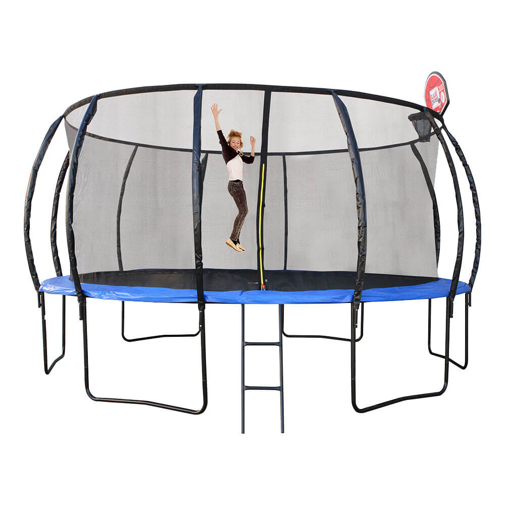 Trampoline avec sac à chaussures d'échelle et cerceau de basket-ball