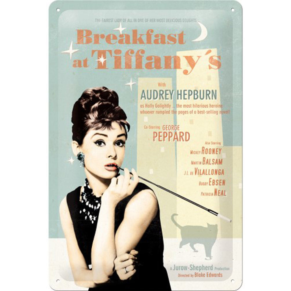 Blue Nostalgic-Art Breakfast at Tiffany's Sign (Medium)