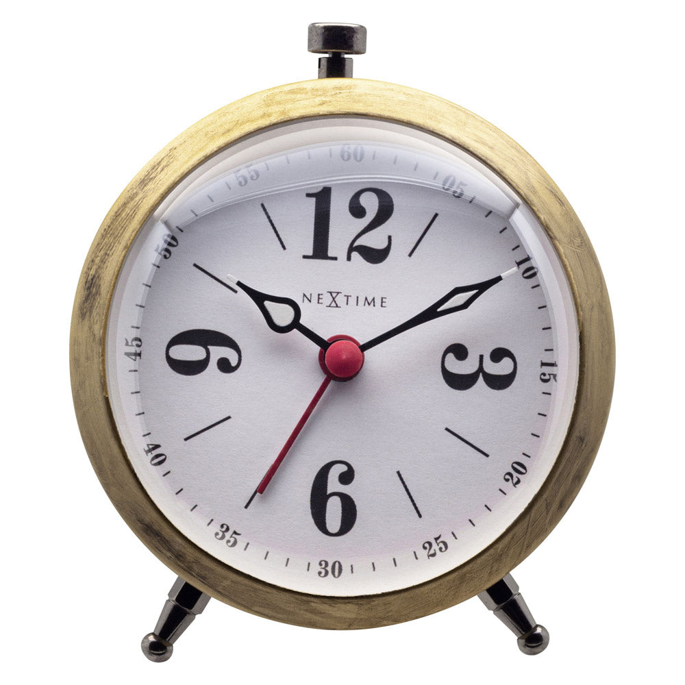 Gold NeXtime Harvey Alarm Clock Luminous Hands (9x10.8x5cm)