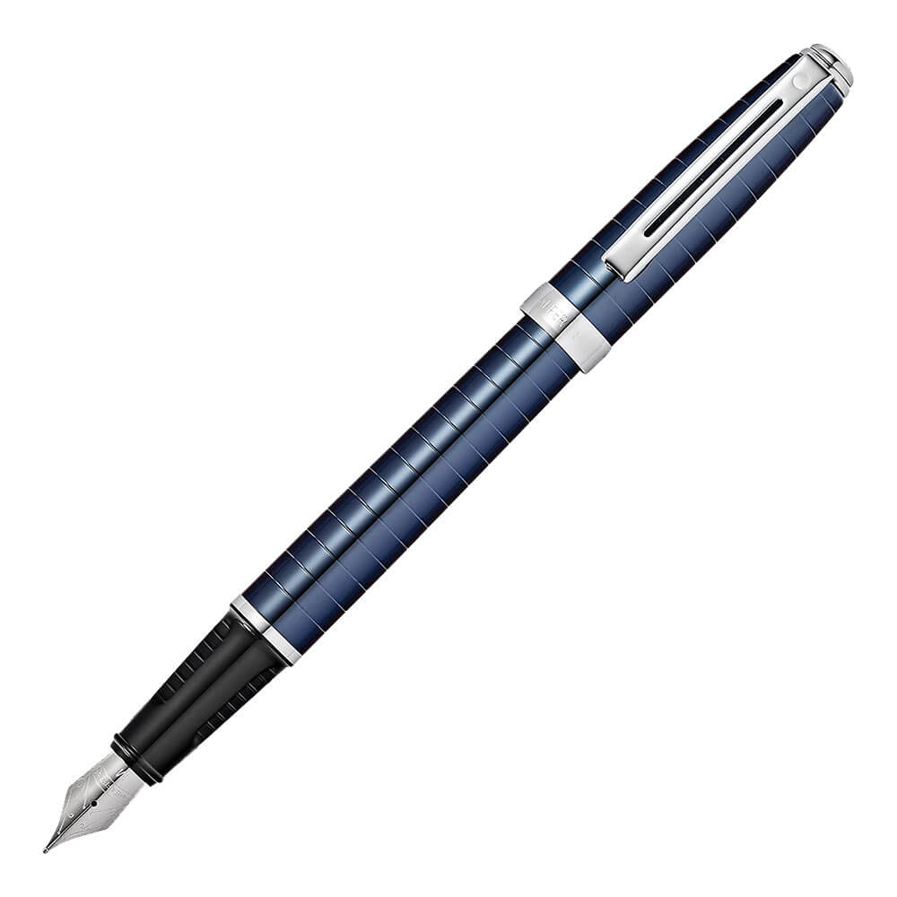 Prelude Fountain Pen w/ graverade linjer (Cobalt Blue)