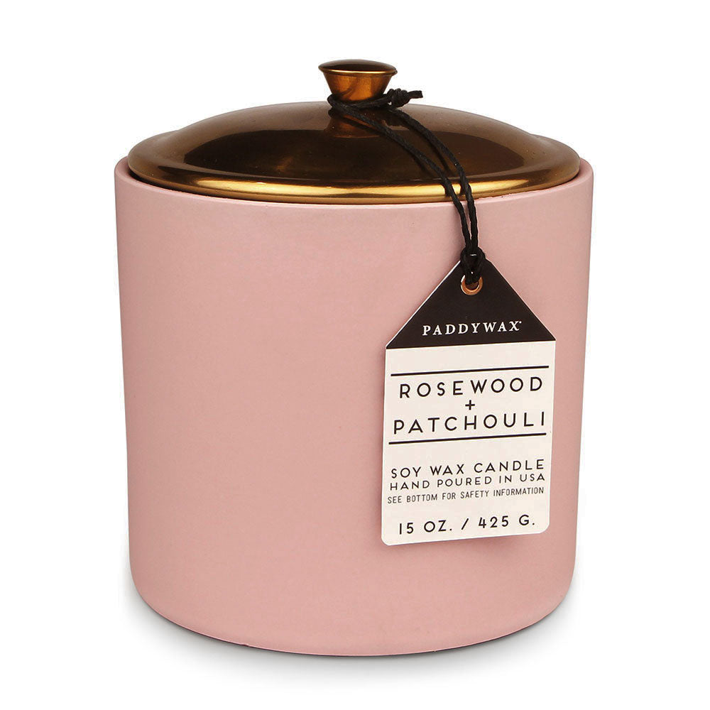 Hygge Rosewood Patchouli Kerze aus Keramik (Blush)