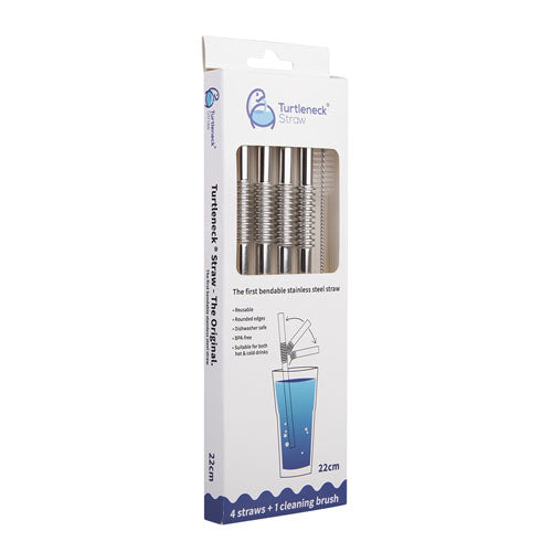 Stainless Steel 4pc Flexible Straws with Brush (Box of 10)