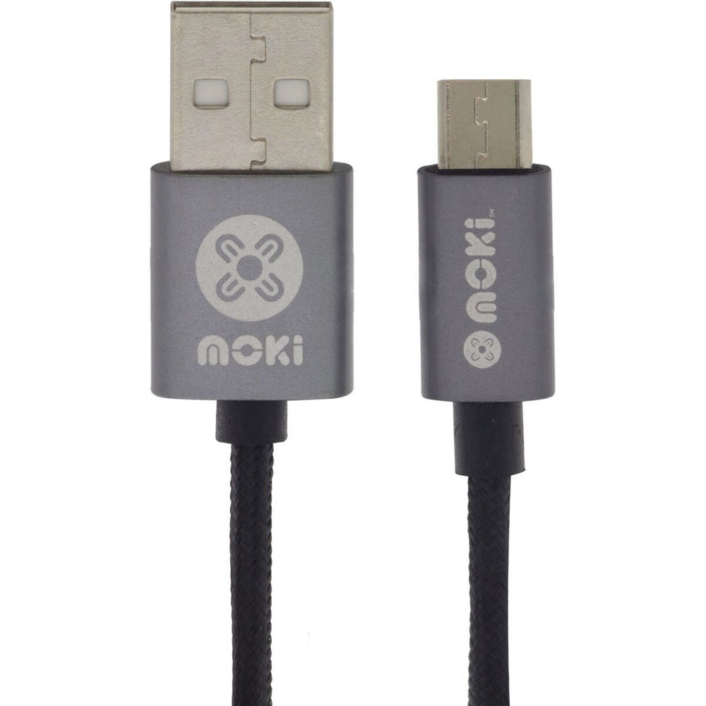 Moki flettet mikro-USB Syngepladskabel (sort)