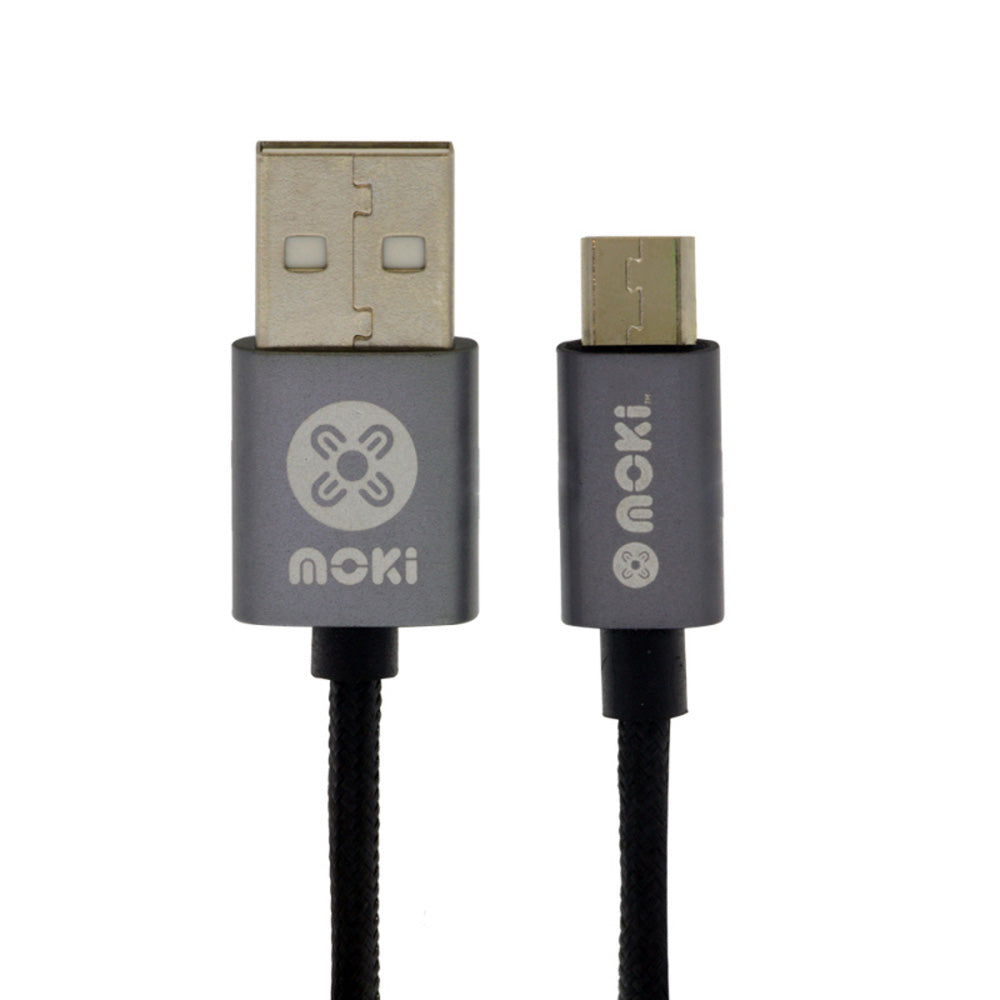 Moki Braided Micro-USB Synchary Cable (svart)