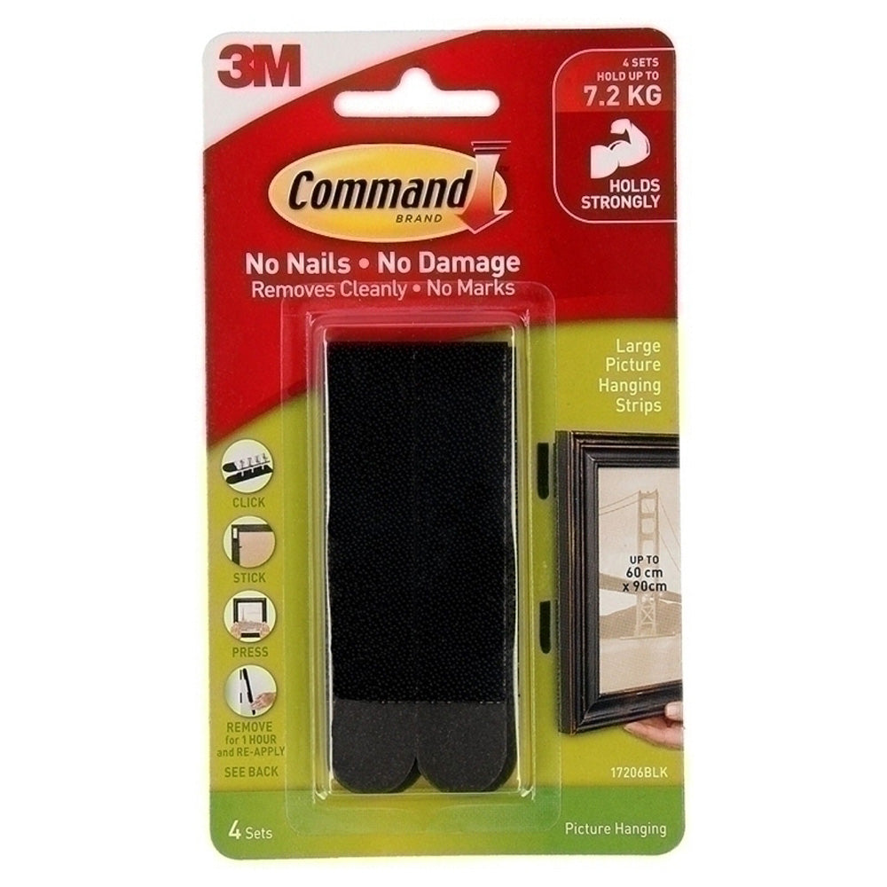 Command Picture Hanging Strips 4pk (zwart)