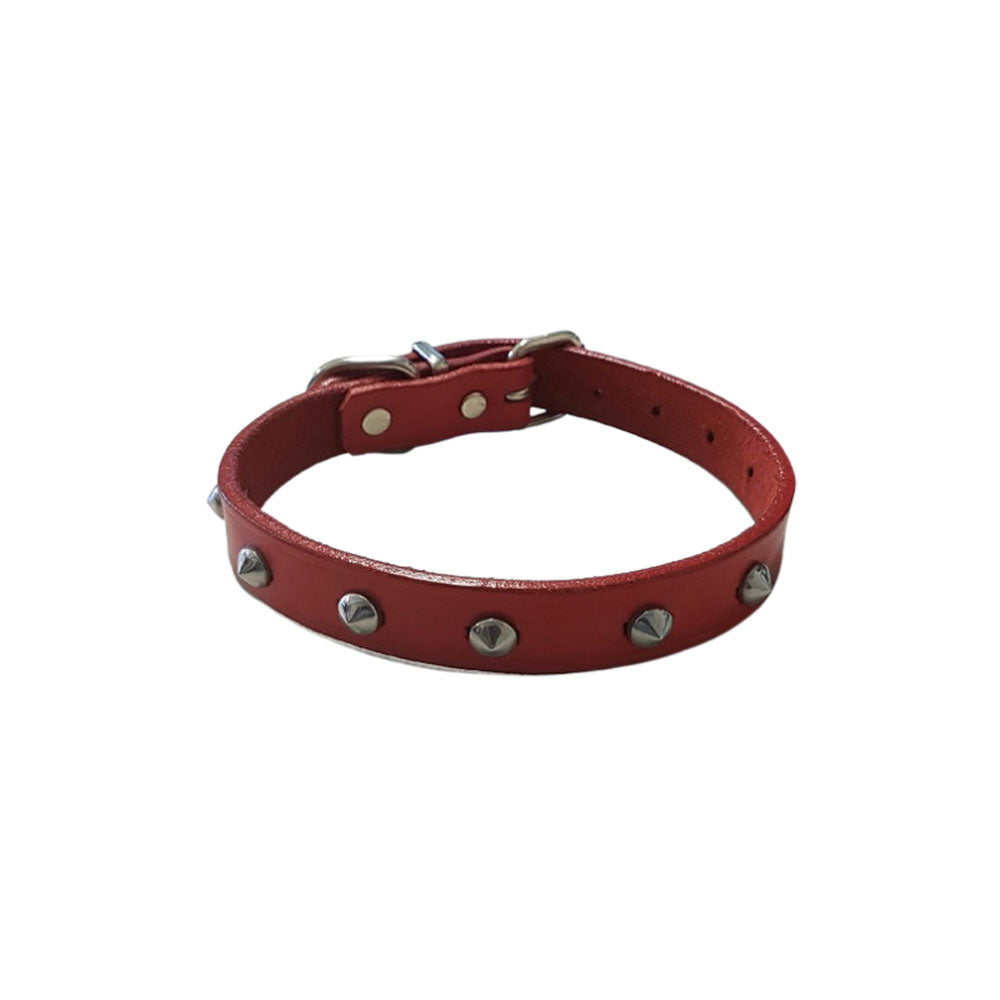 Halsband mit Leder besorgt (rot)