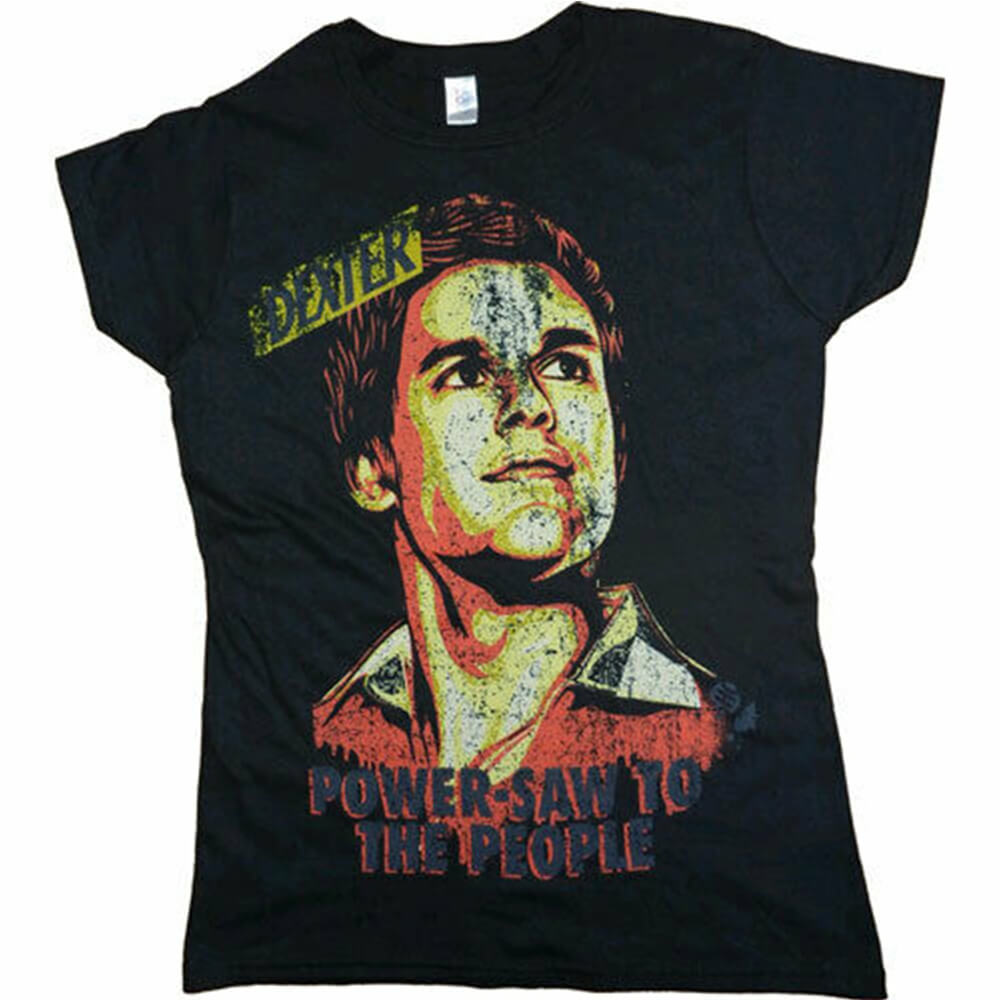 Camiseta femenina negra de saw de dexter