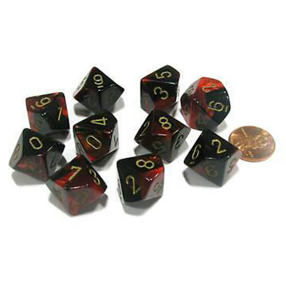 Chessex D10 Polyhedral 10-die Gemini Set