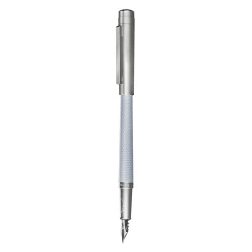 Guilloche Rhodium Coated 18k Fountain Pen (Slim)