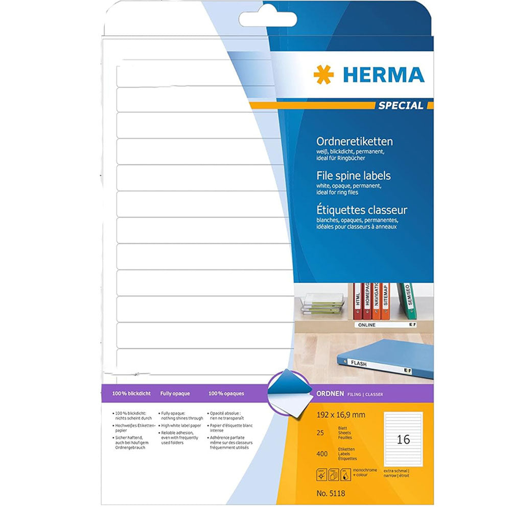 Herma File Spine Etyels A4 25pc (biały)