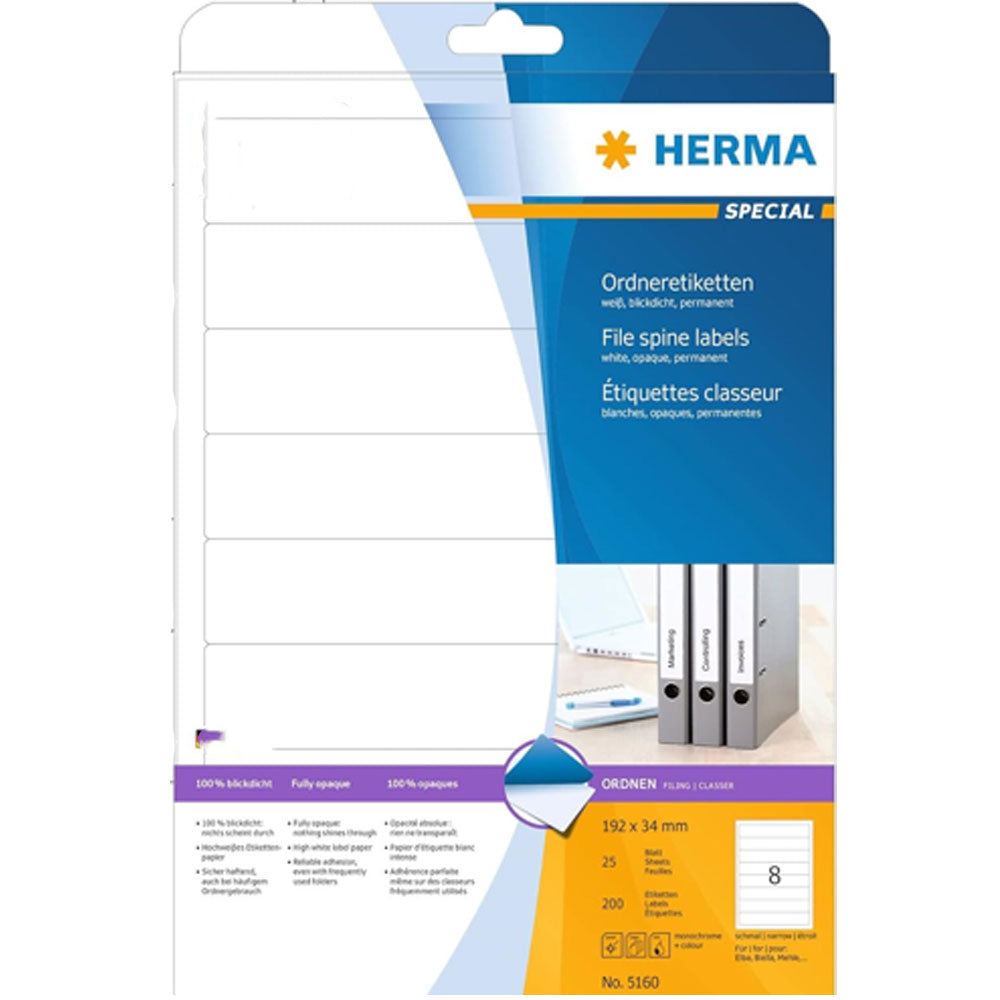 Herma File Spine Etyels A4 25pc (biały)