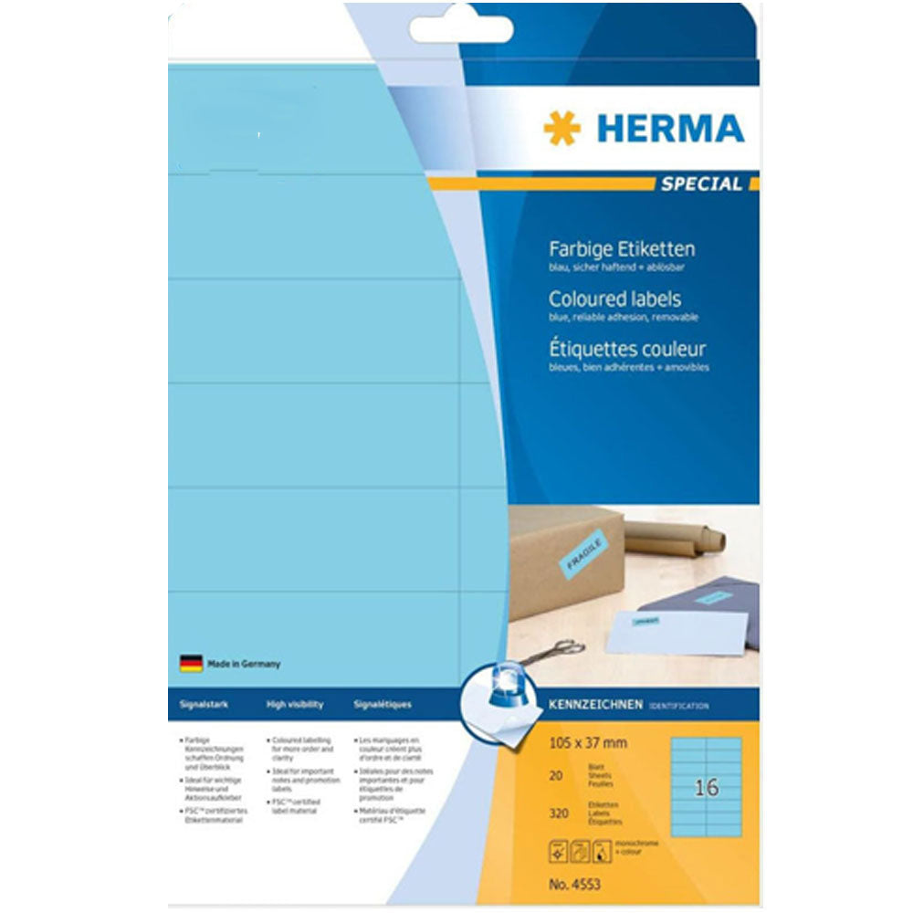 Herma Removable Colored Labels A4 20pc（105x37mm）