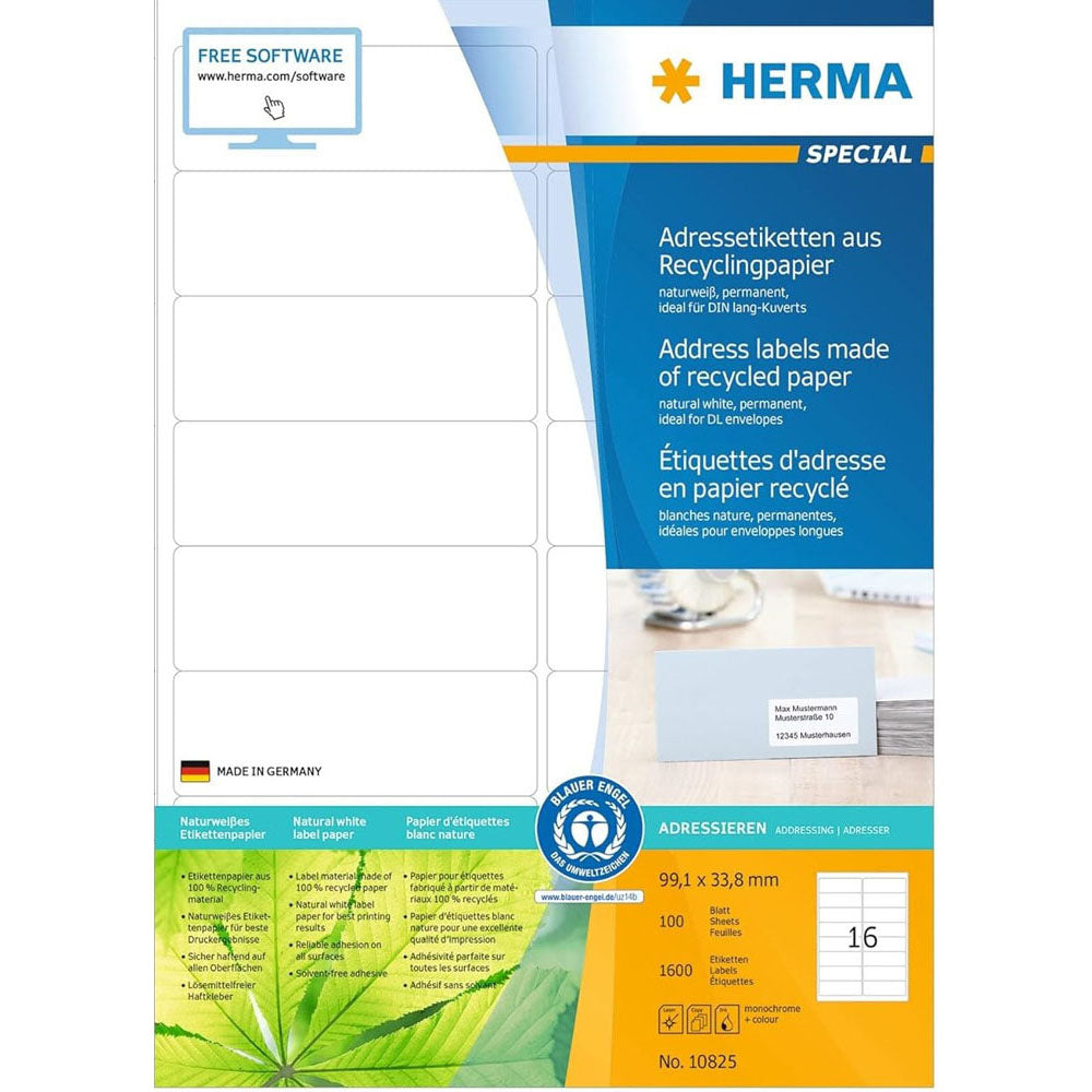 Herma Recycled Paper Labels A4 100pc (White)