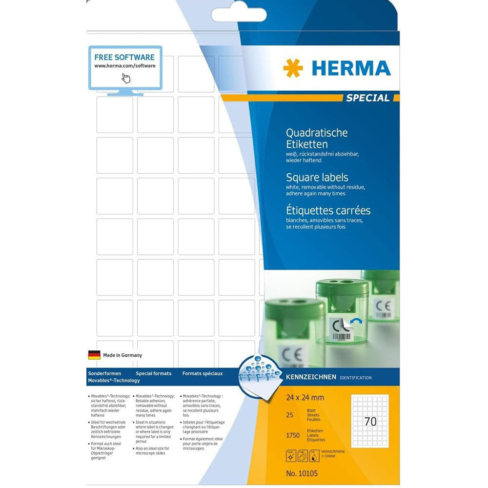 Herma Square aftagelige etiketter 25pc (hvid)