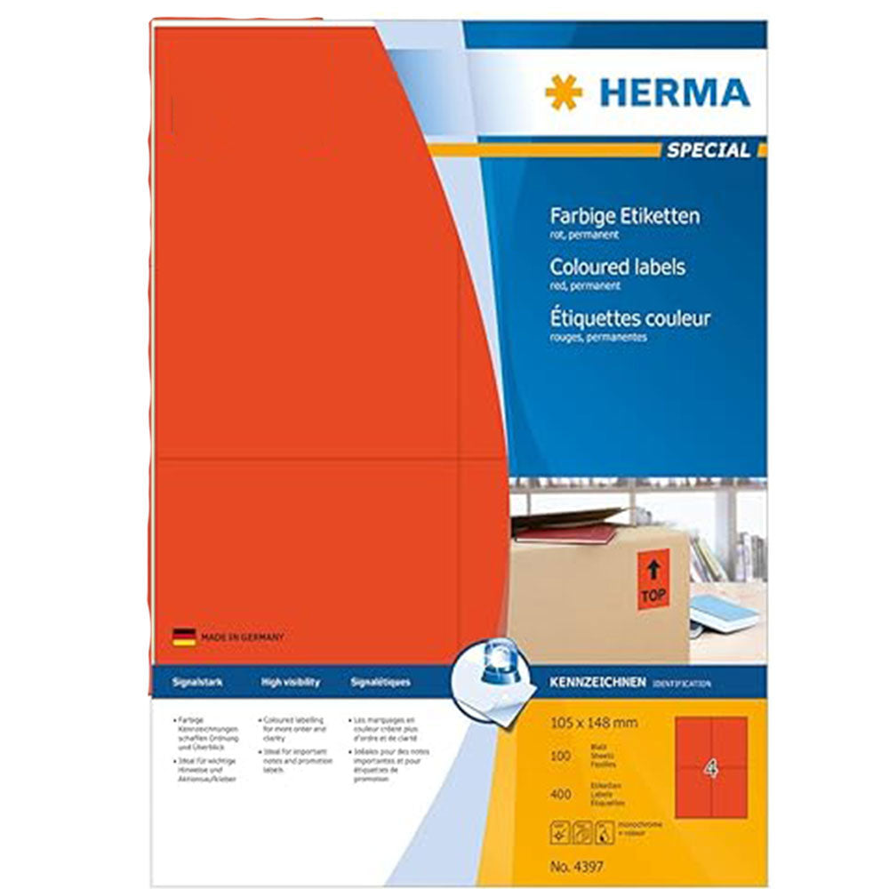 Herma farvede etiketter A4 100pc (105x148mm)