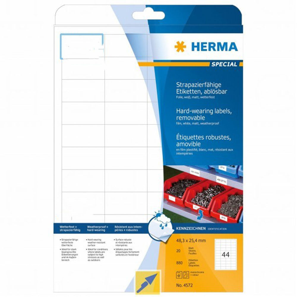 Herma aftagelige folieetiketter A4 20pc (hvid)