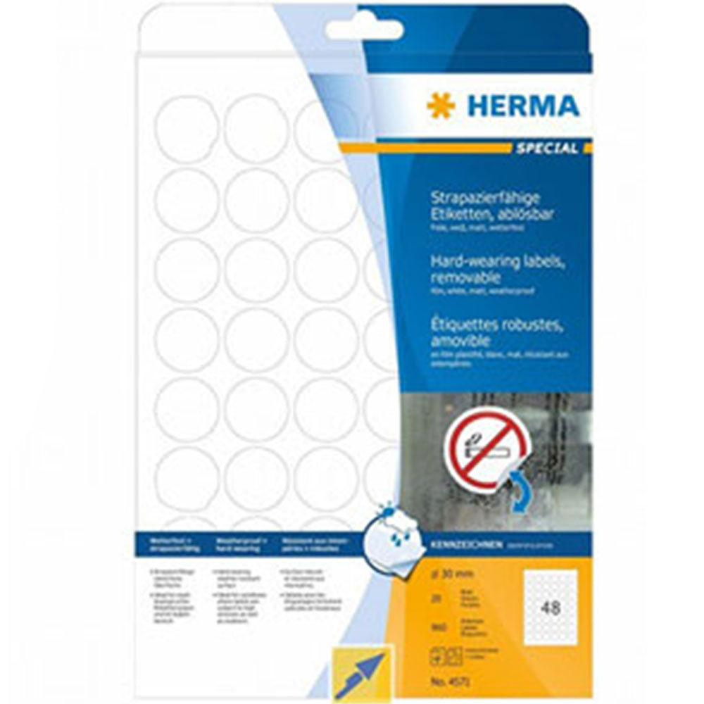 Herma aftagelige folieetiketter A4 20pc (hvid)