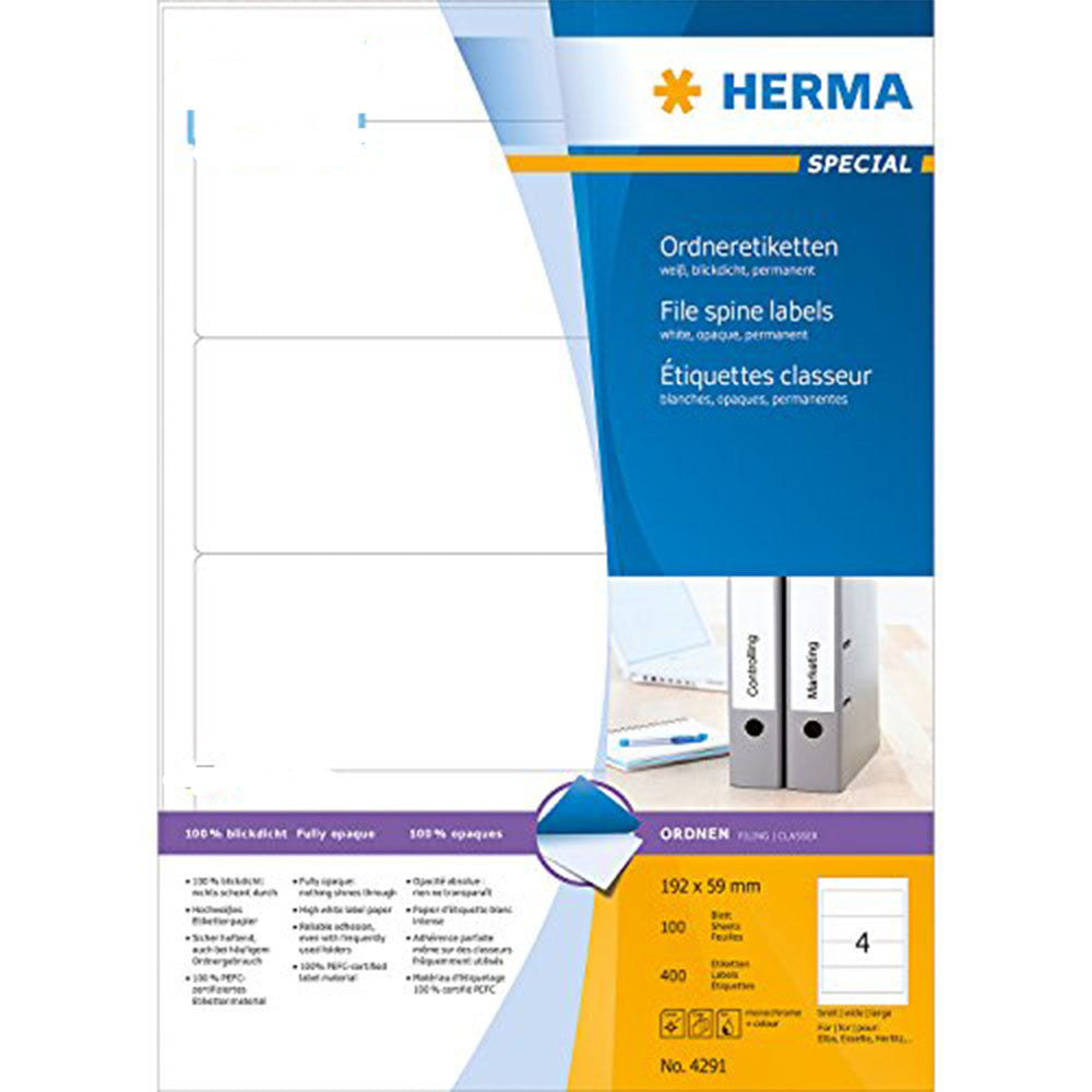 Herma File Spine Opaque Labels A4 100pc (White)