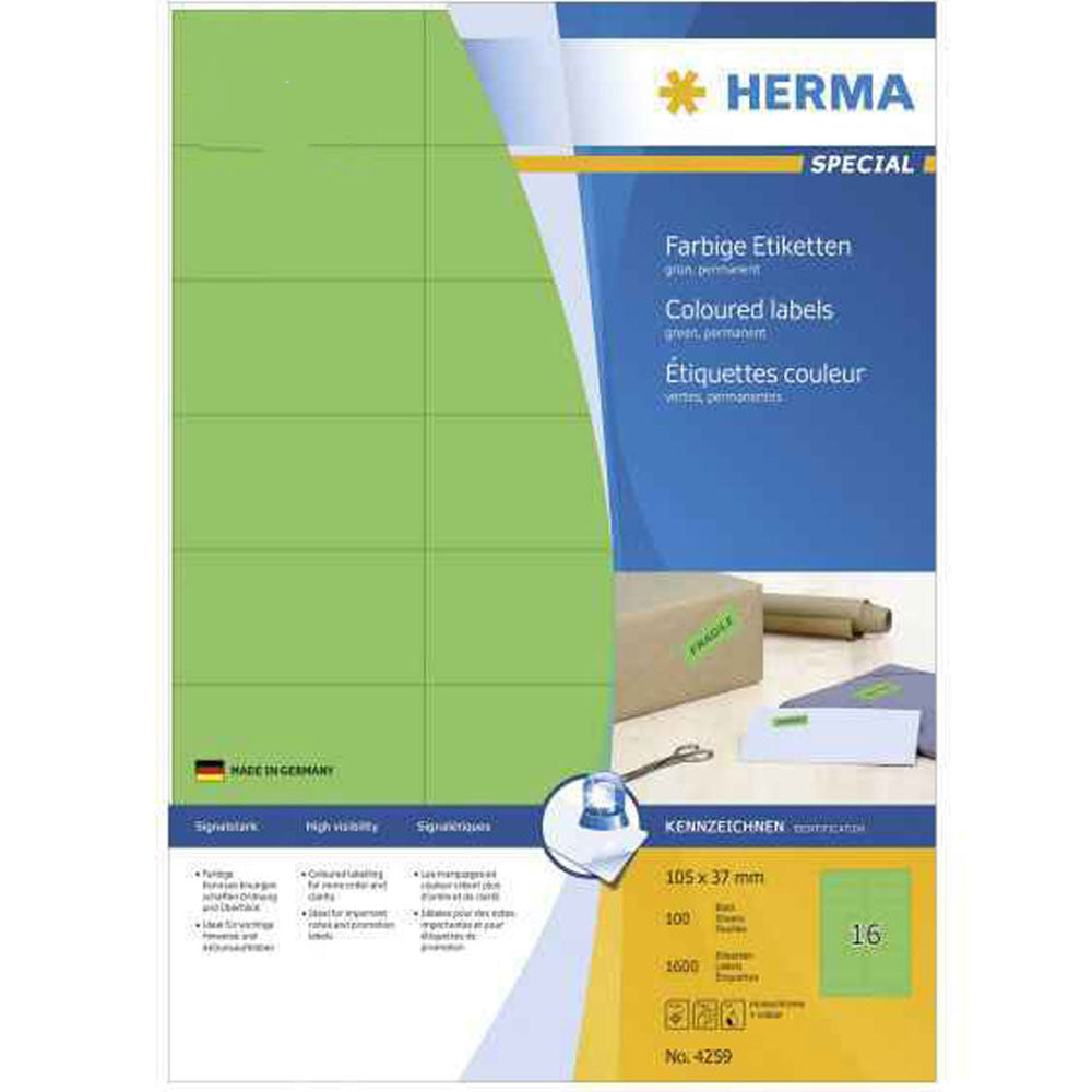 Herma Colored Etiketter A4 100 st (105x37mm)