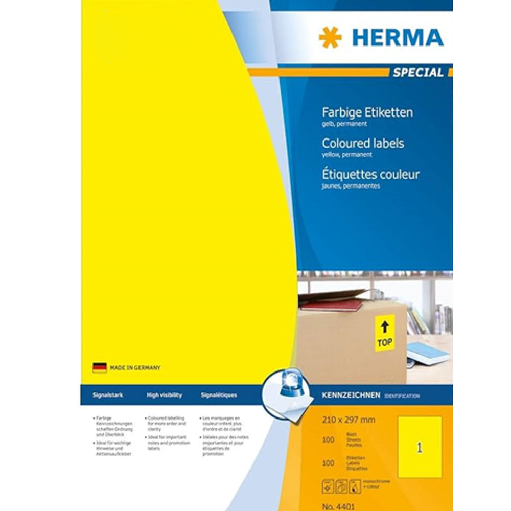 Herma Coloured Labels A4 100pc (210x297mm)