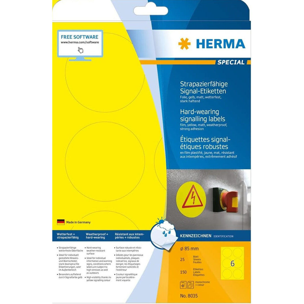 Herma Round Hard-iført signaletiketter (gul)