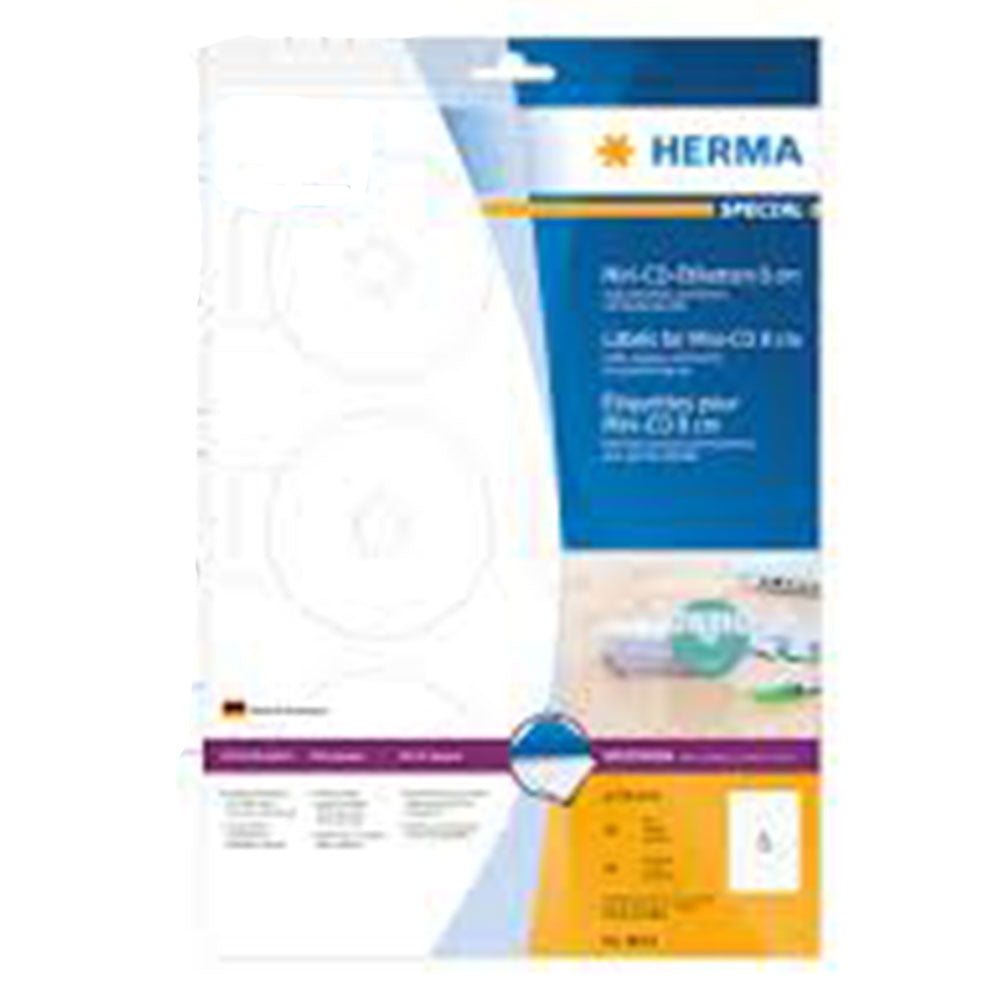 Herma ogenomskinlig CD -etiketter A4 White 10pc