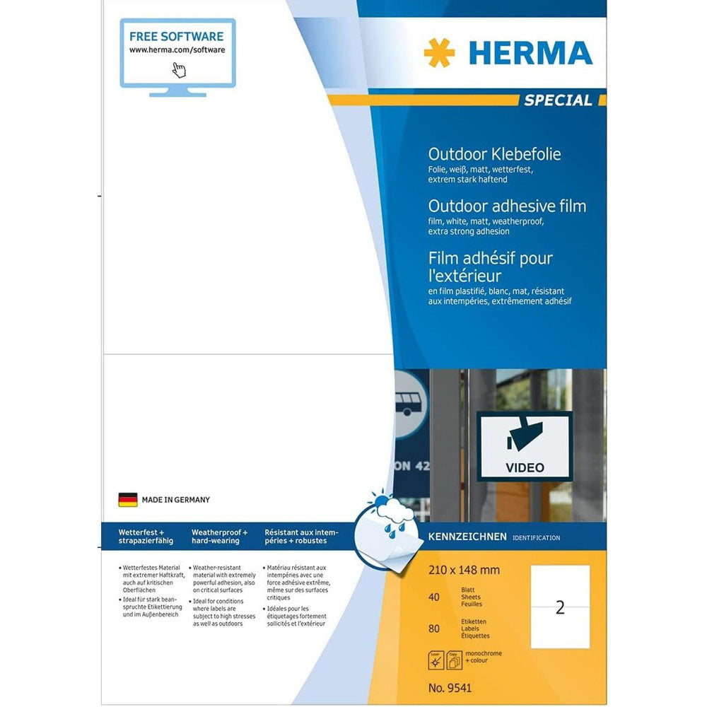 Herma utomhusfilm etiketter A4 40 st (vit)