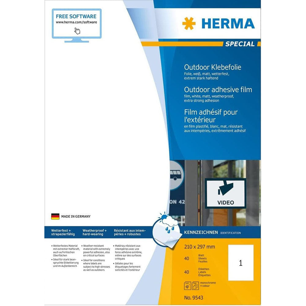 Herma Outdoor Film Etyels A4 40pc (White)