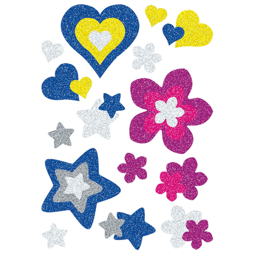 Herma Hearts Stars and Flowers Glittery Sticker