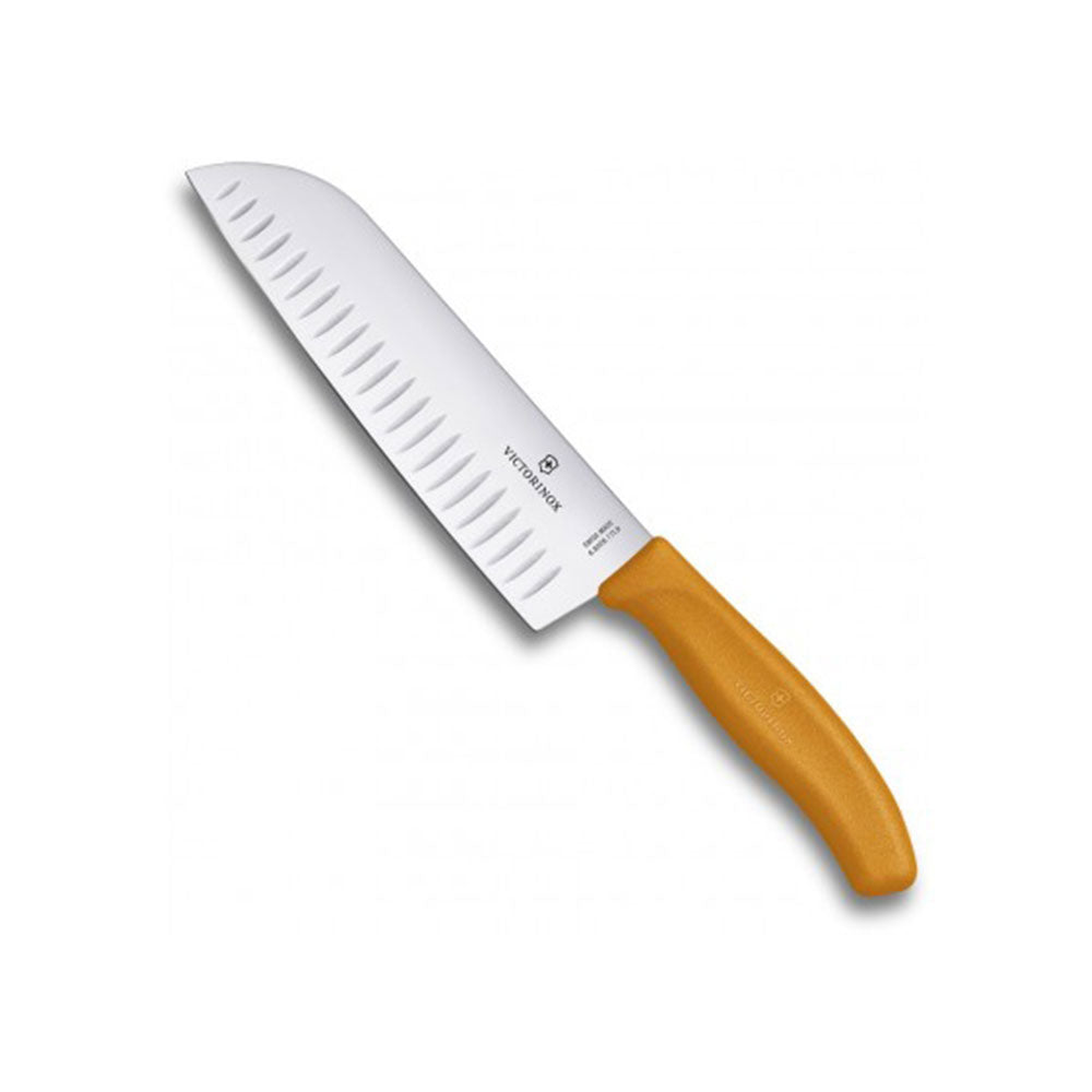 Klassisk rillet bredt blad Santoku Knife Blister 17cm