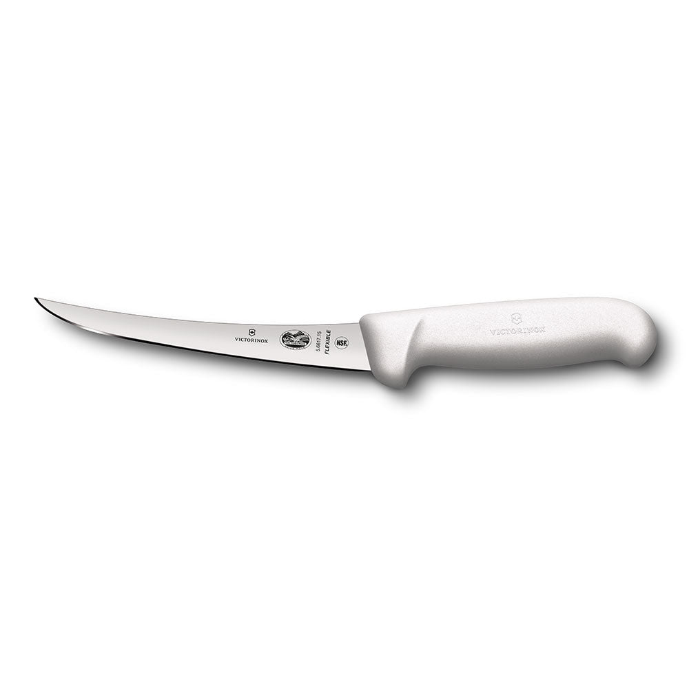 Cuchillo de deshuesan de hoja estrecha flexible curva de fibrox 15 cm