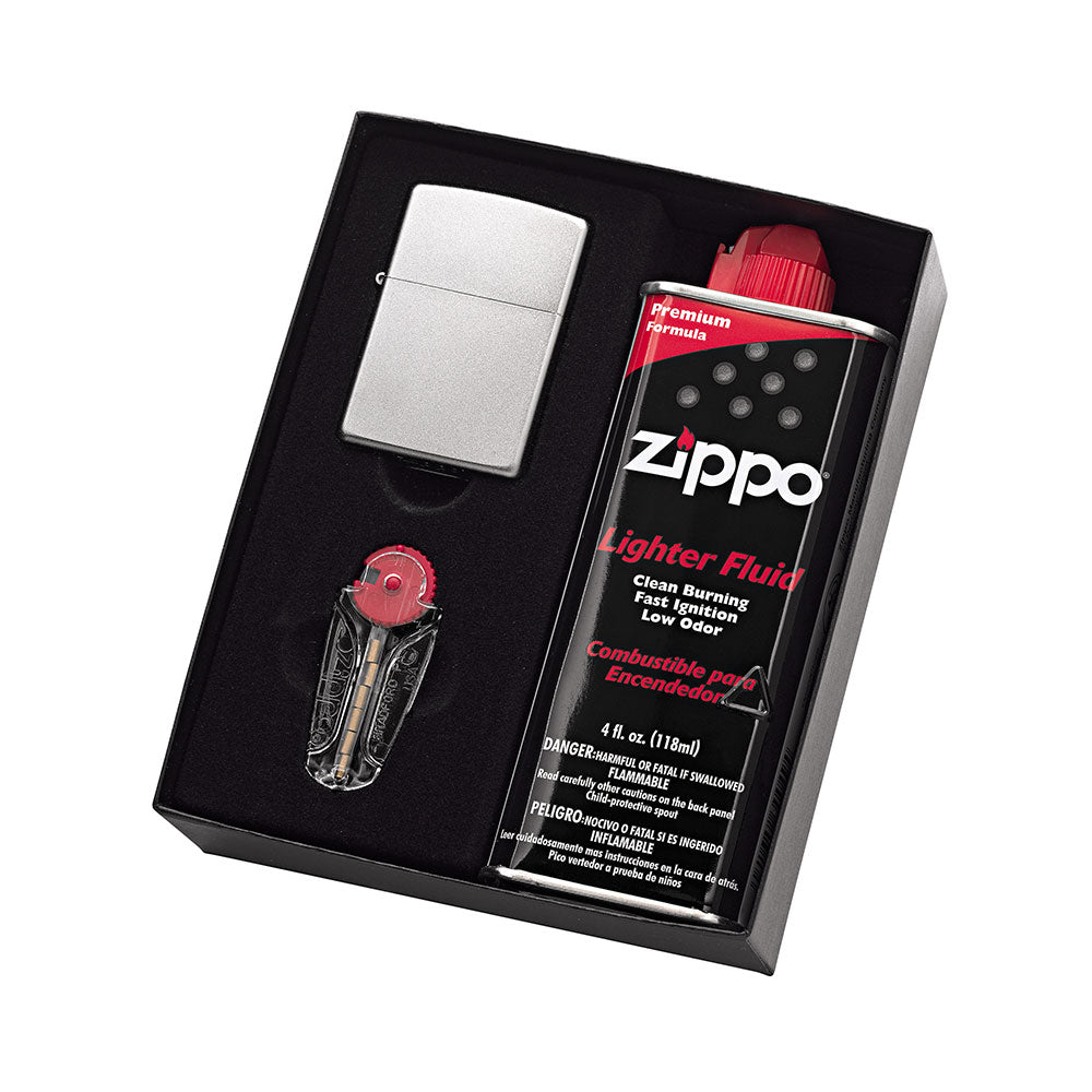 Zippo mais leve com pacote de presentes de fluido e flints