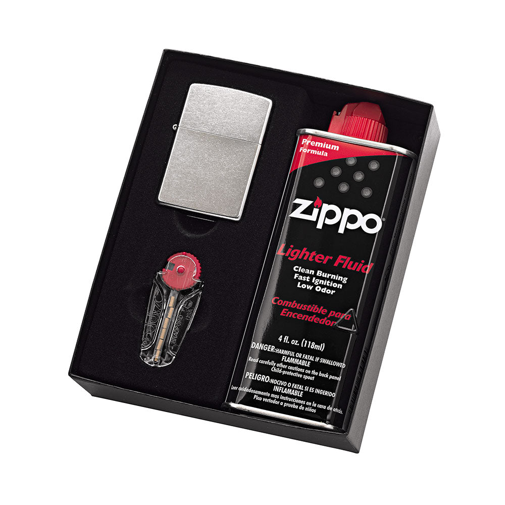 Zippo Lighter with Fluid and Flints Gift Pack