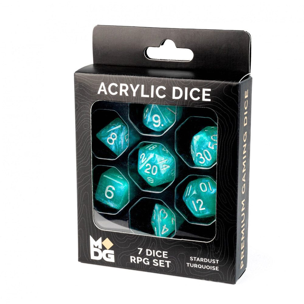 MDG Stardust Turquoise 16mm Acrylic Dice Set