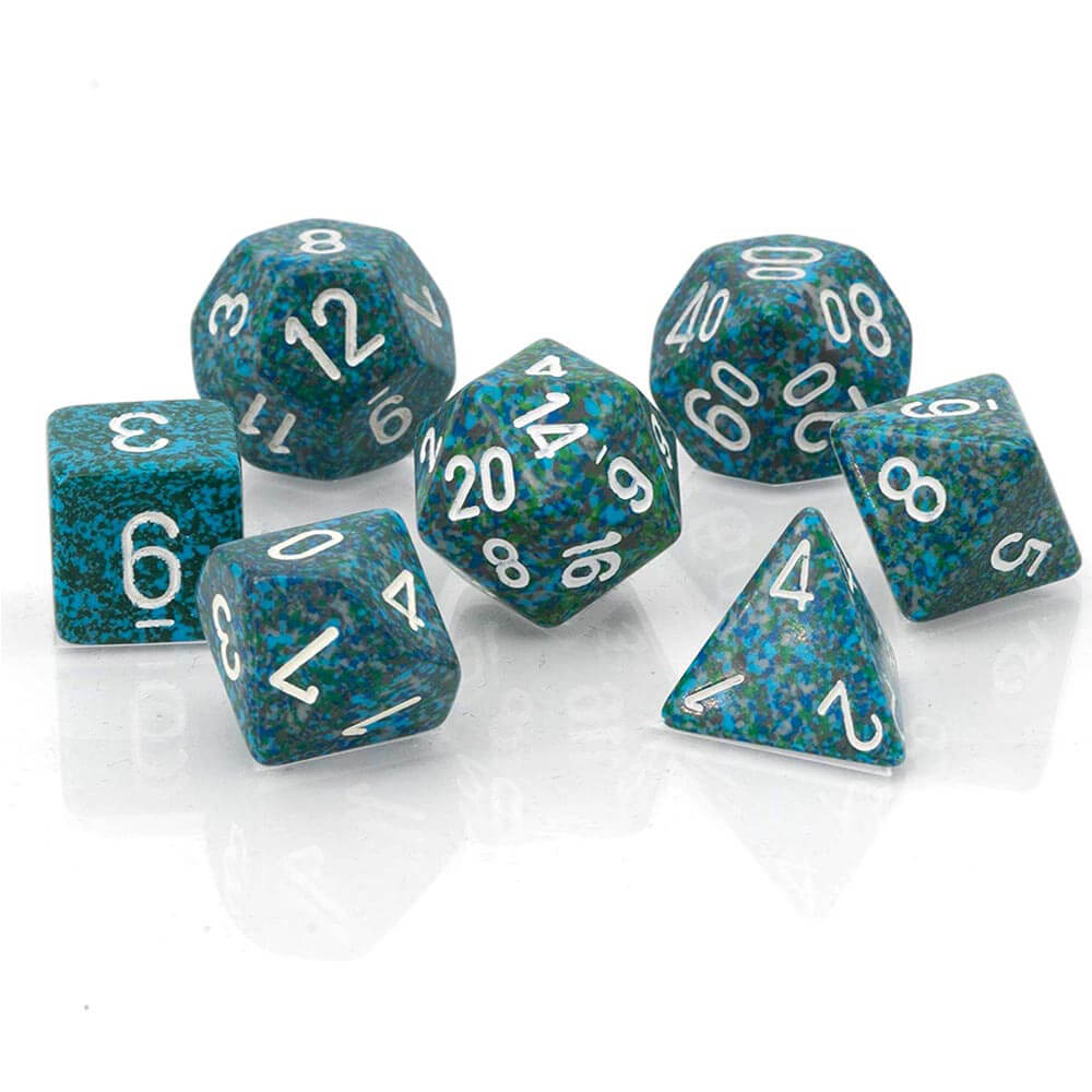 D7 Die set dobbelstenen gespikkeld poly (7 dobbelstenen)