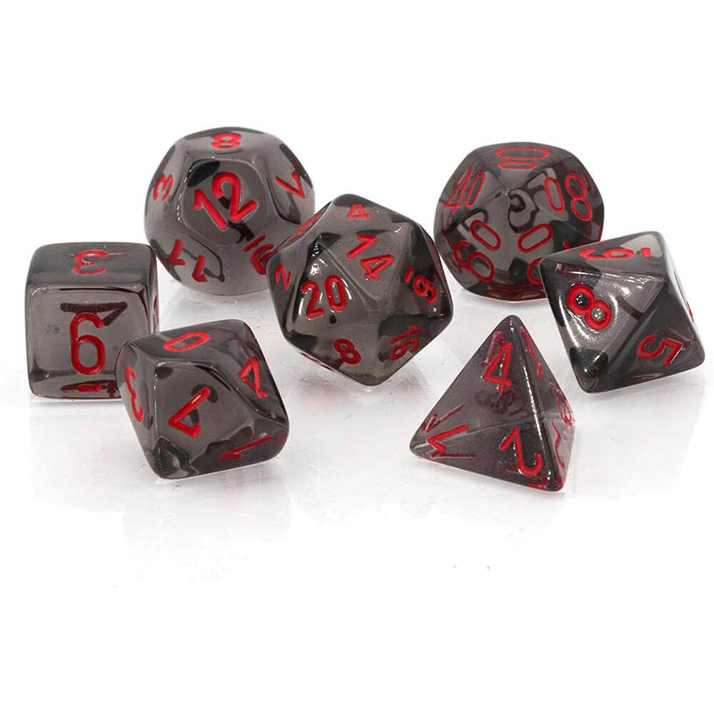 D7 Die set dobbelstenen doorzichtig poly (7 dobbelstenen)