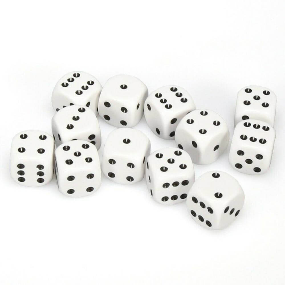 D6 Dice Opaque 16 mm (12 dés)