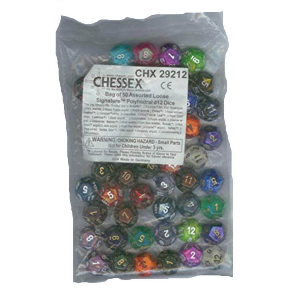 D12 Dice Assorted Loose Polyhedral (50 Dice)