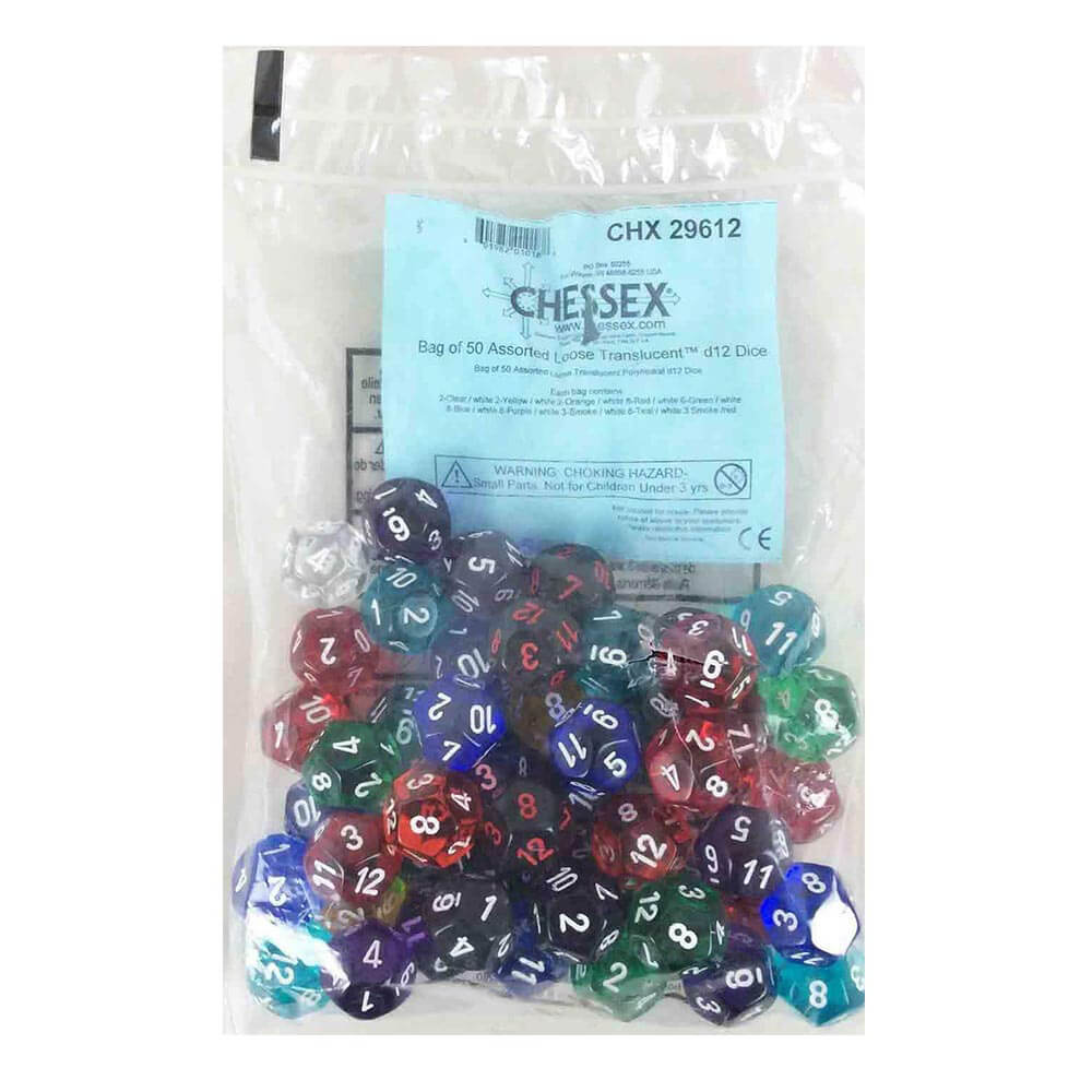 D12 terninger assortert løs polyhedral (50 terninger)