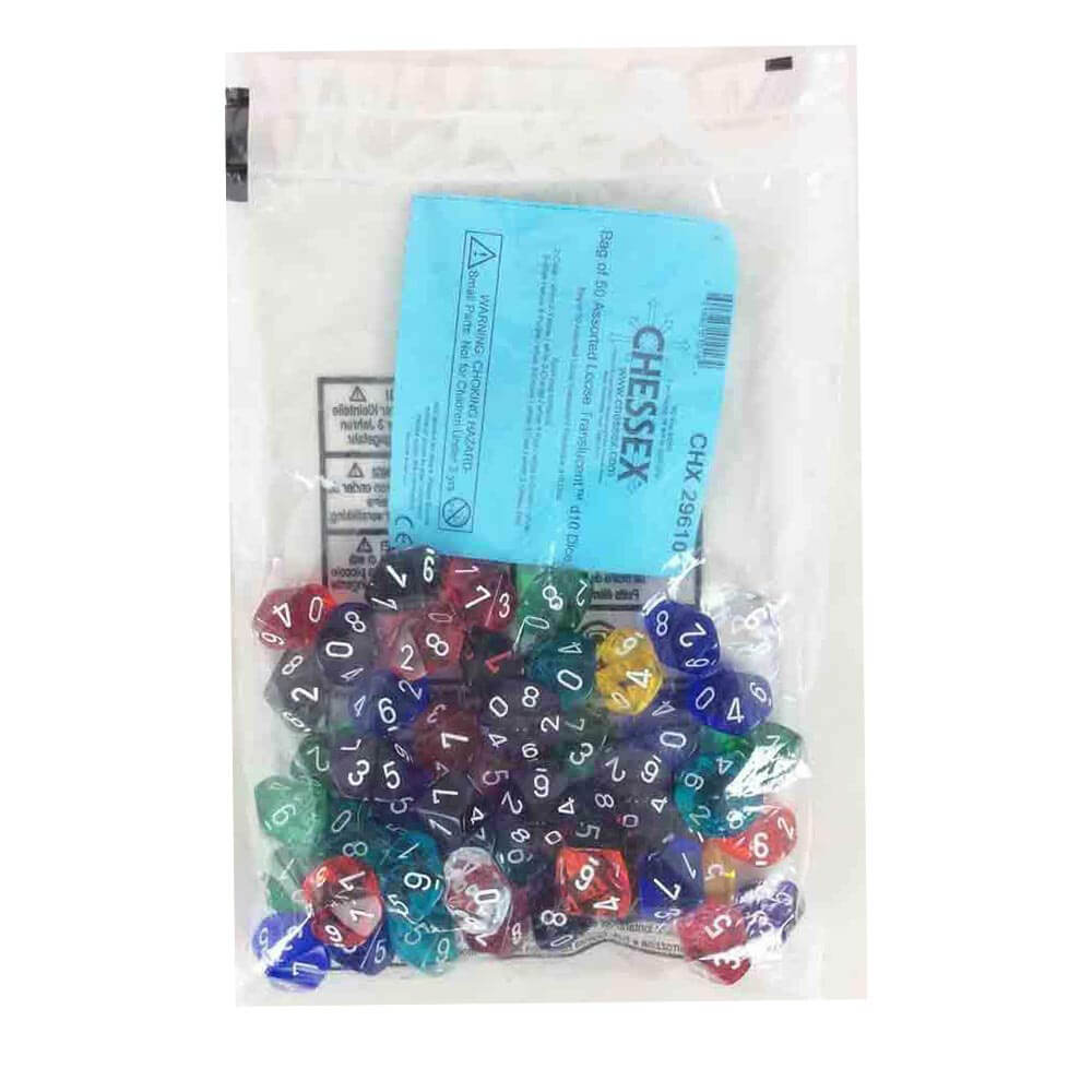 D10 terninger assortert løs polyhedral (50 terninger)