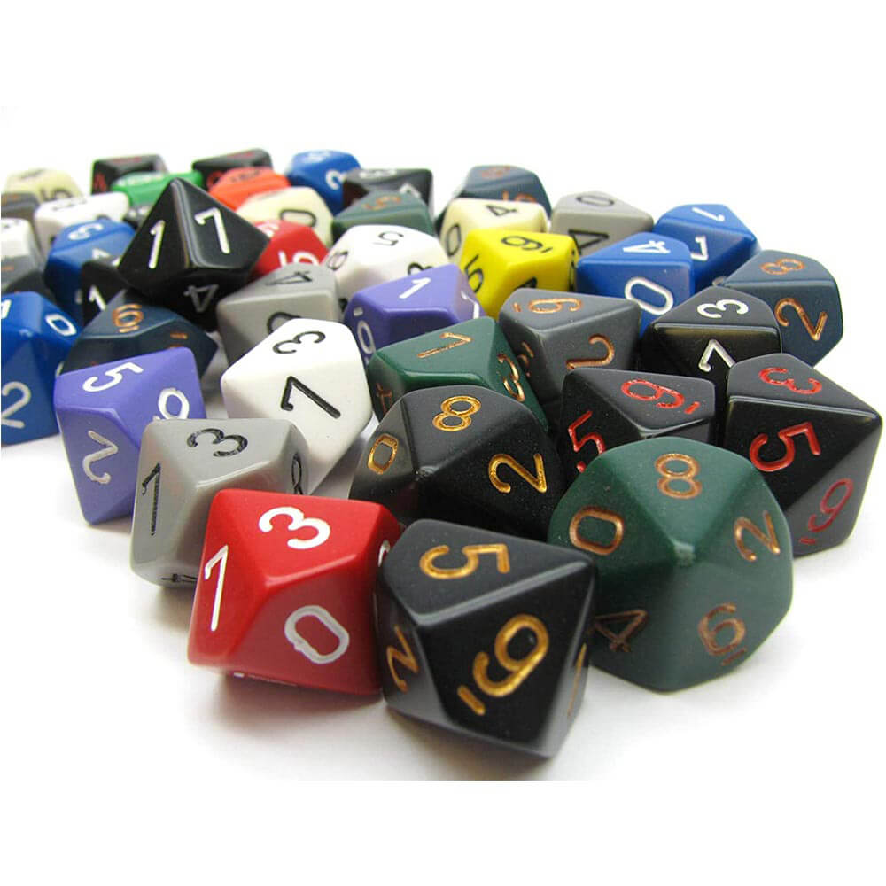 D10 Dice Assorted Loose Polyhedral (50 Dice)