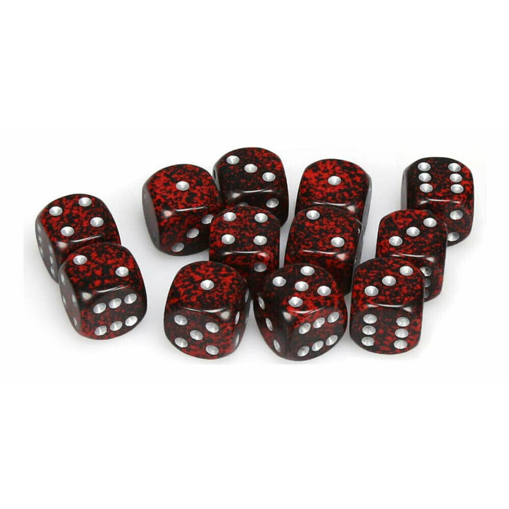 D6 DICE SPECKLADED 16mm (12 dados)