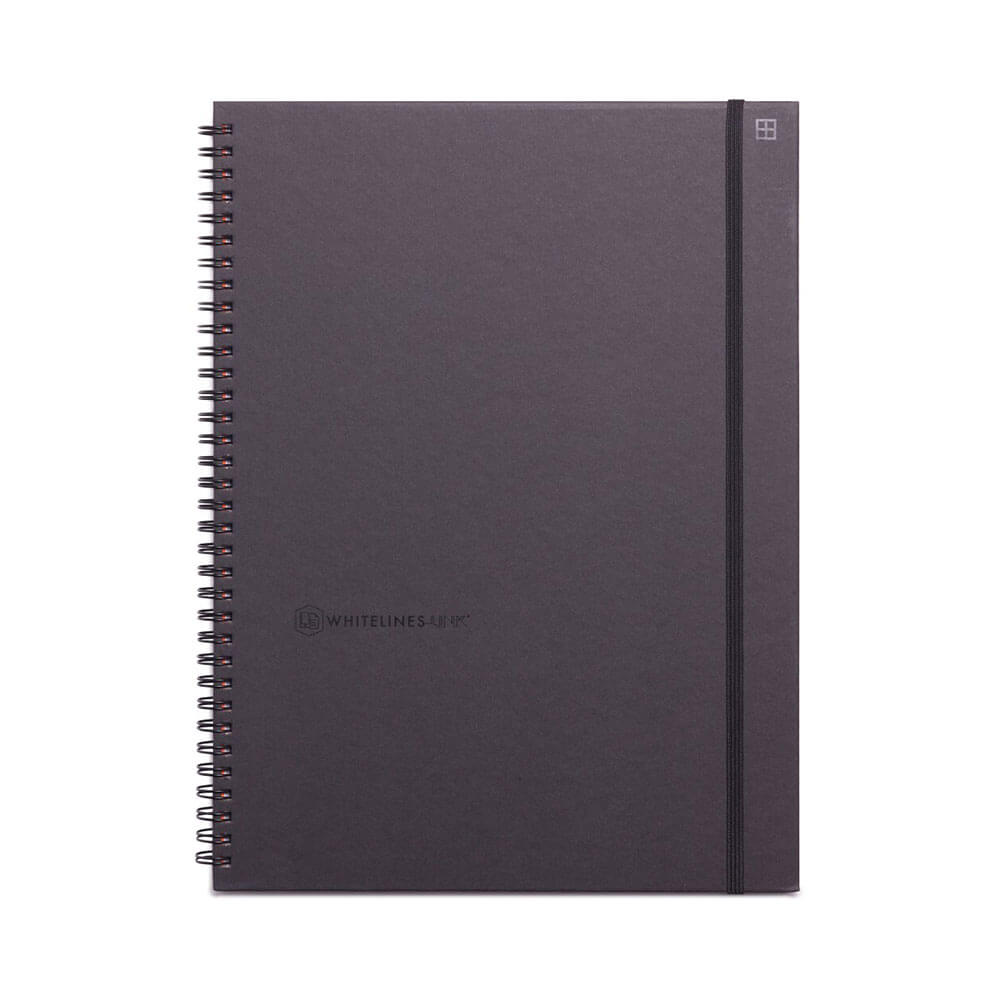 Whitelines Spiral Notebook A4 Black 160 Page