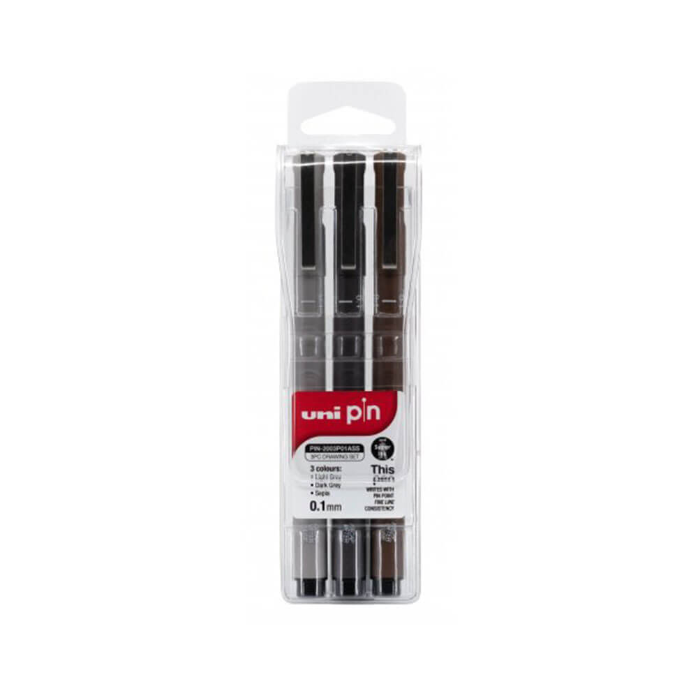 Uni-Ball Pin Fineliner Pen Assortered (tegnebog på 3)