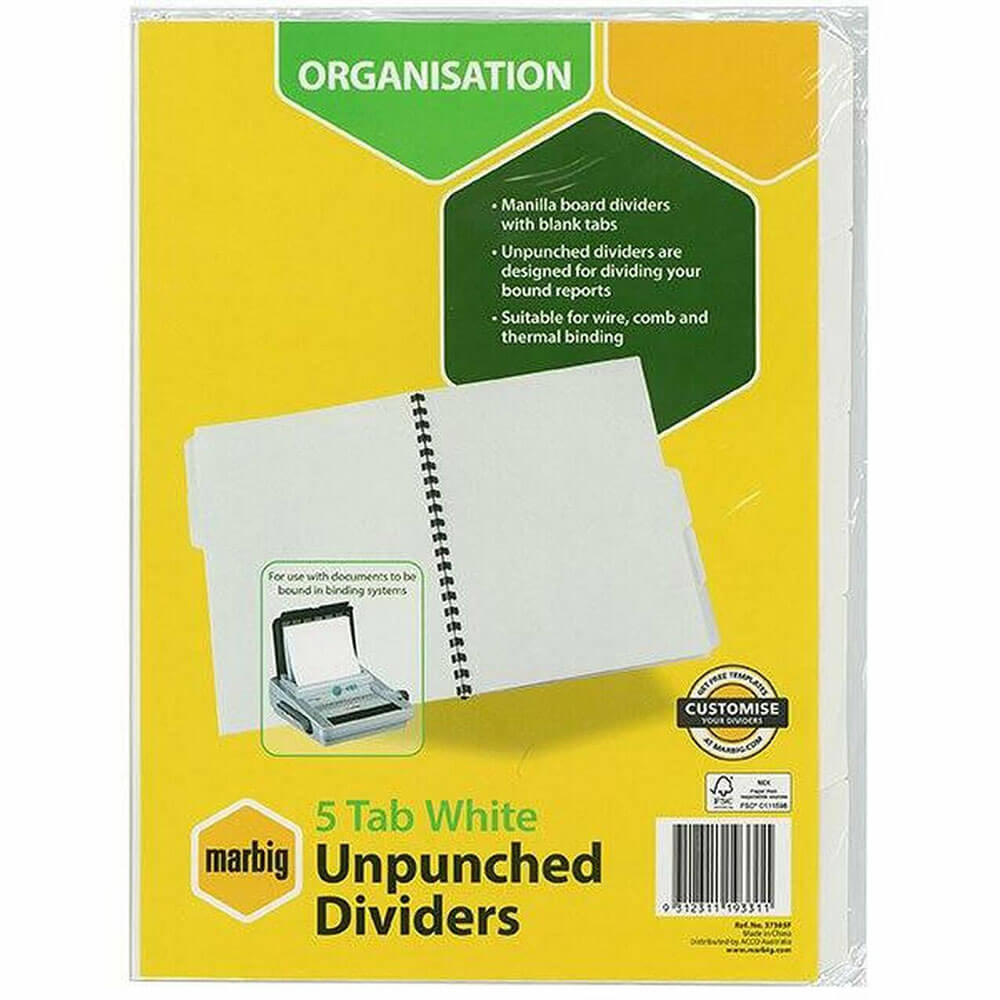 Marbig Unpunched Dividers A4 (White)