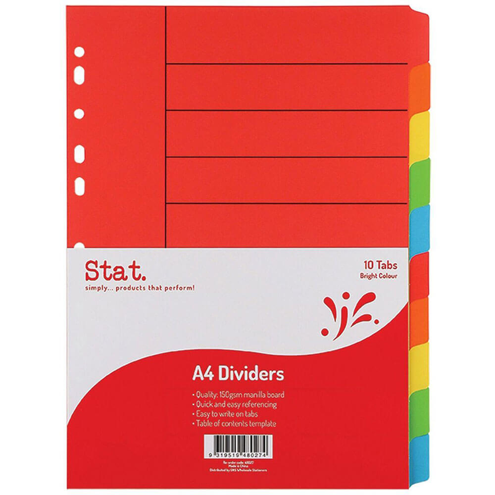 Stat Manilla Dividers A4 (colores brillantes)