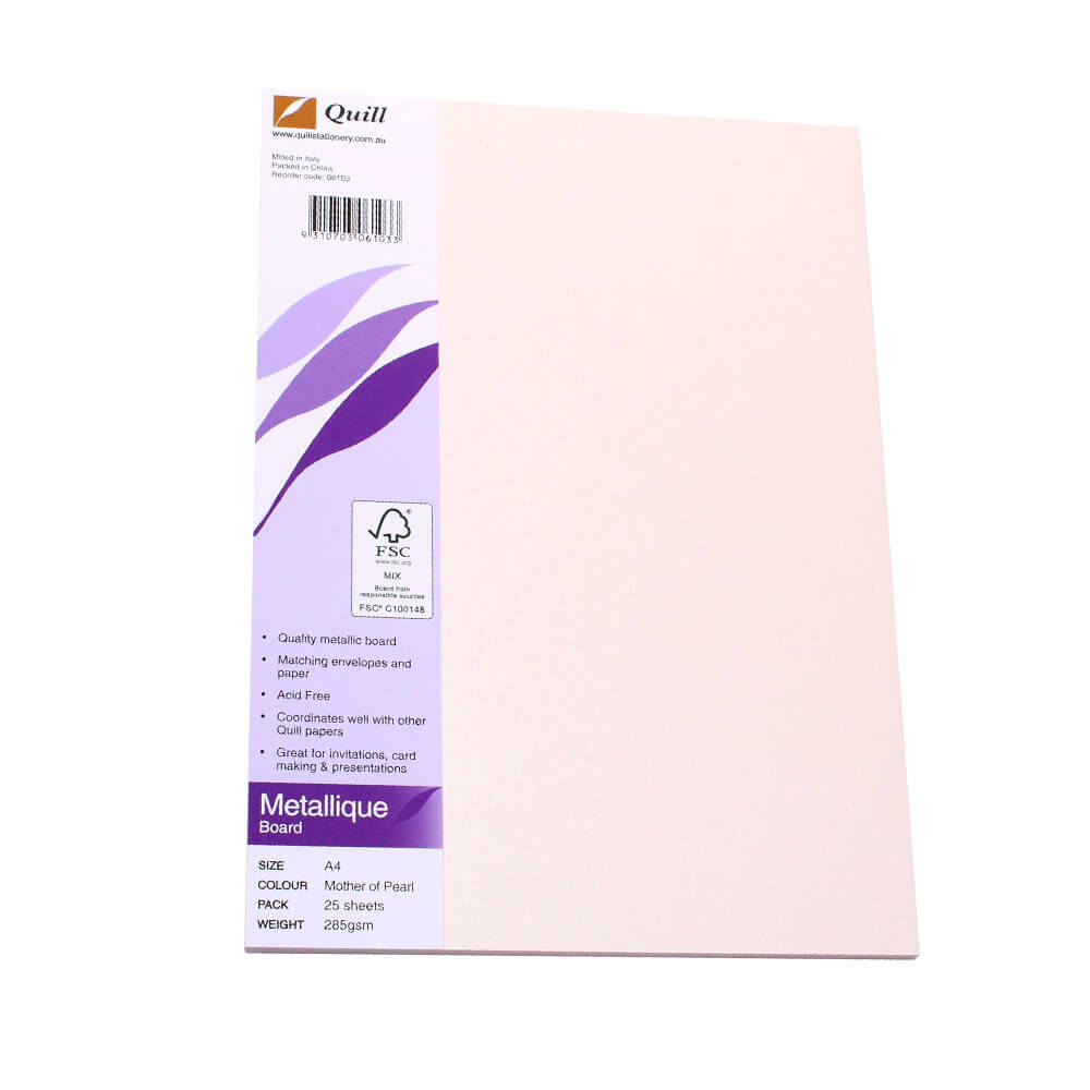 Quill A4 Metallique Board 285GSM (pakke med 25)